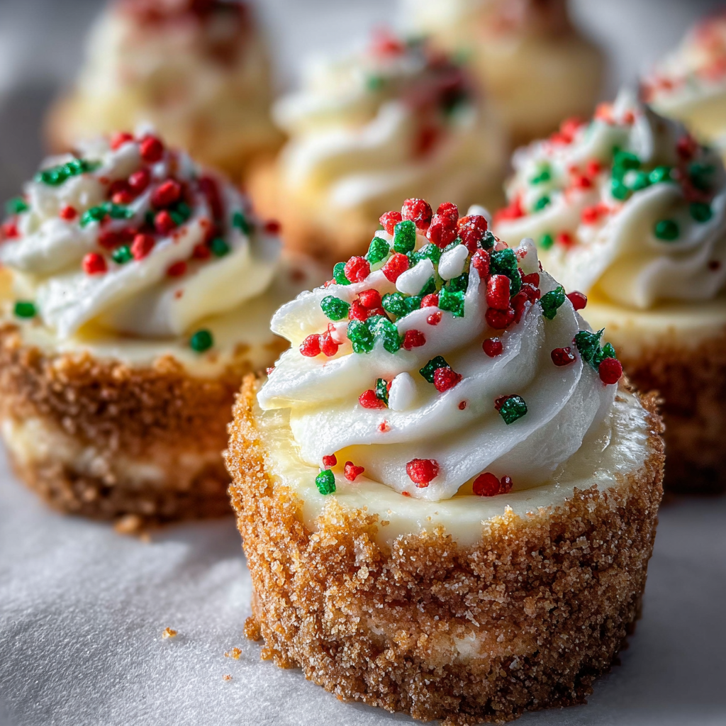 Mini cheesecakes cooling in a muffin tin