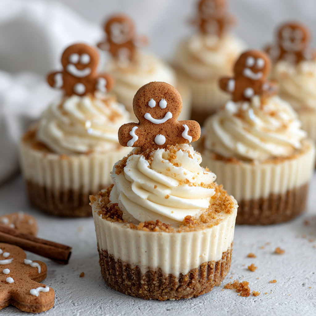 Gingerbread cheesecake cups in serving glasses