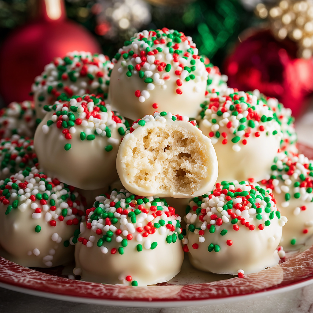 White chocolate coated rice crispy balls on parchment