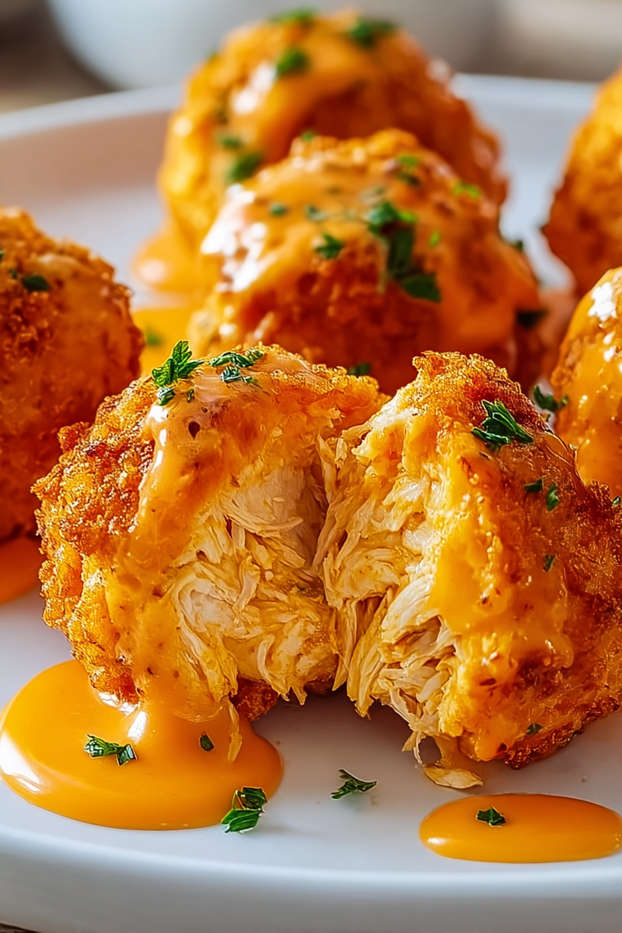Buffalo Chicken Bombs on a parchment-lined tray