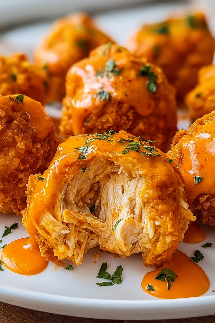Stacked Buffalo Chicken Bombs with dipping sauces