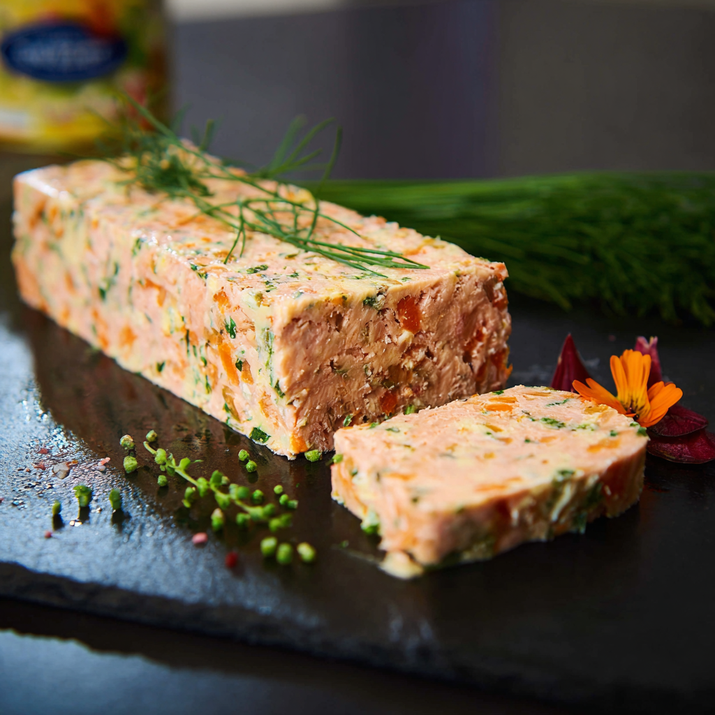 Terrine aux deux saumons tranchée