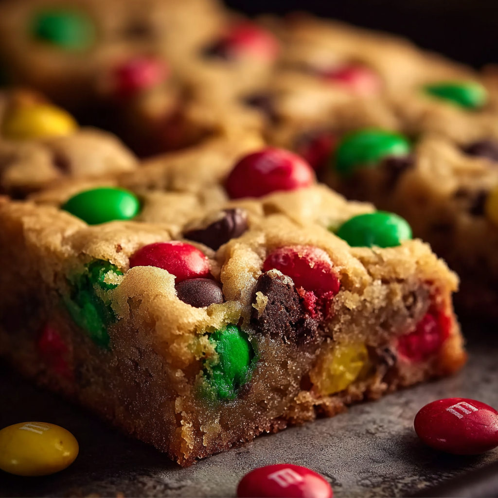 Christmas M&M Cookie Bars