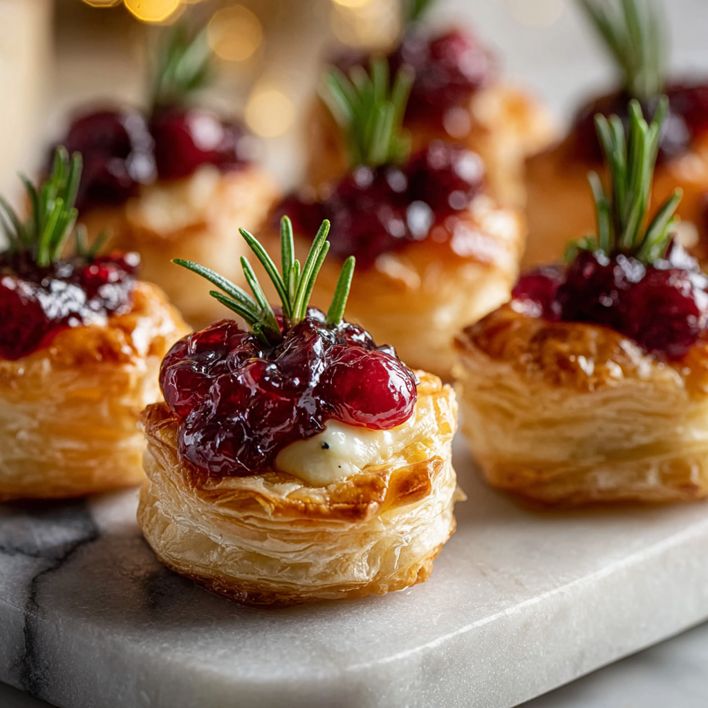 Mini Cranberry Brie Bites on a platter