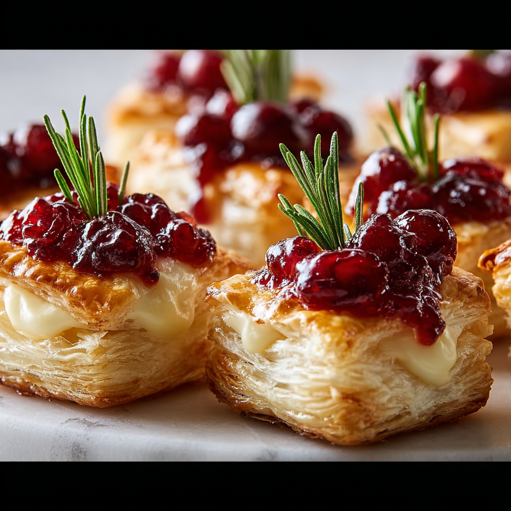 Close-up of a cranberry brie bite