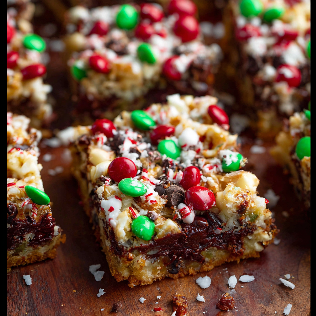 Christmas Magic Cookie Bars in pan