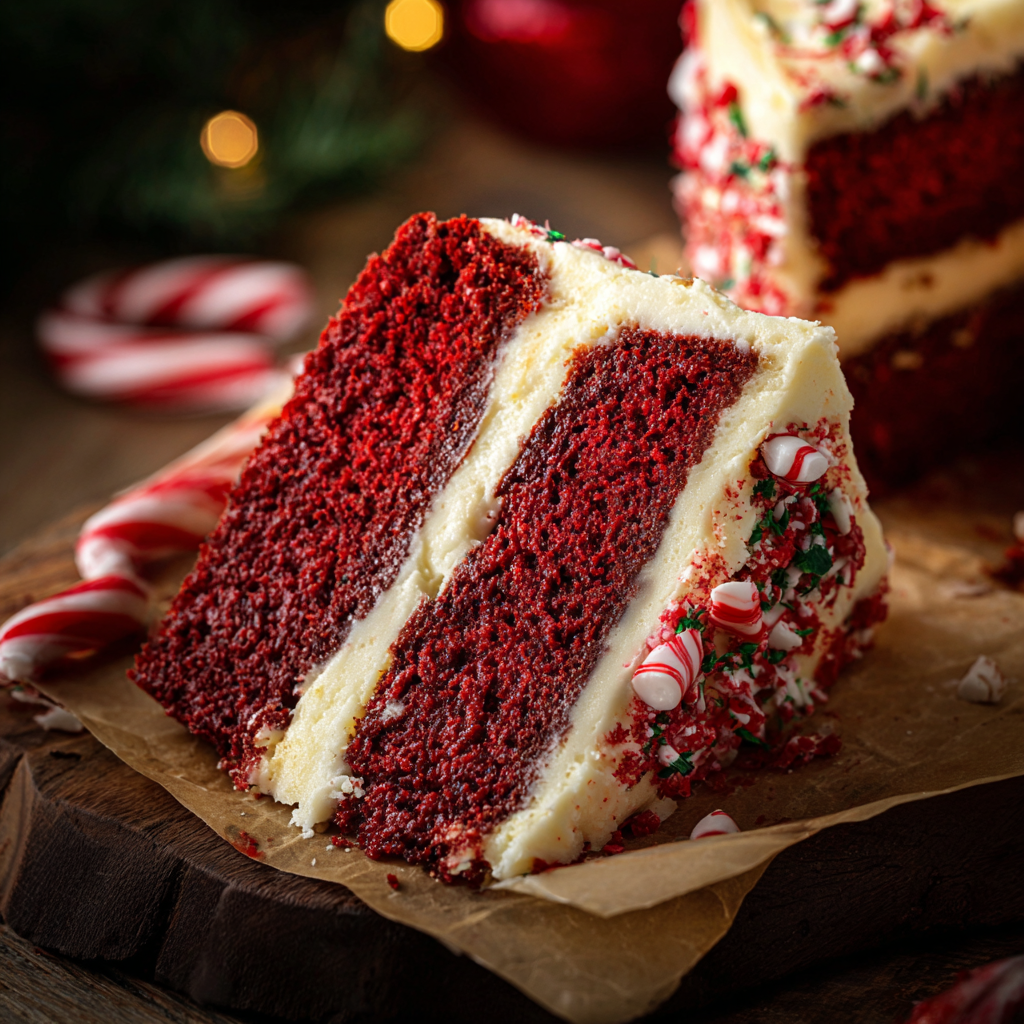 Sliced holiday cake on a serving plate