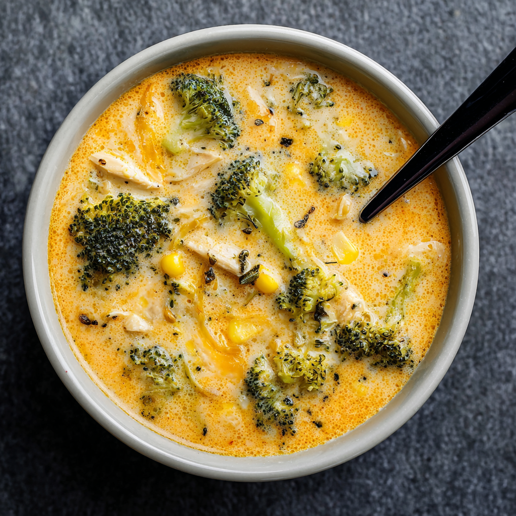 Ingredients and preparation for broccoli cheddar soup
