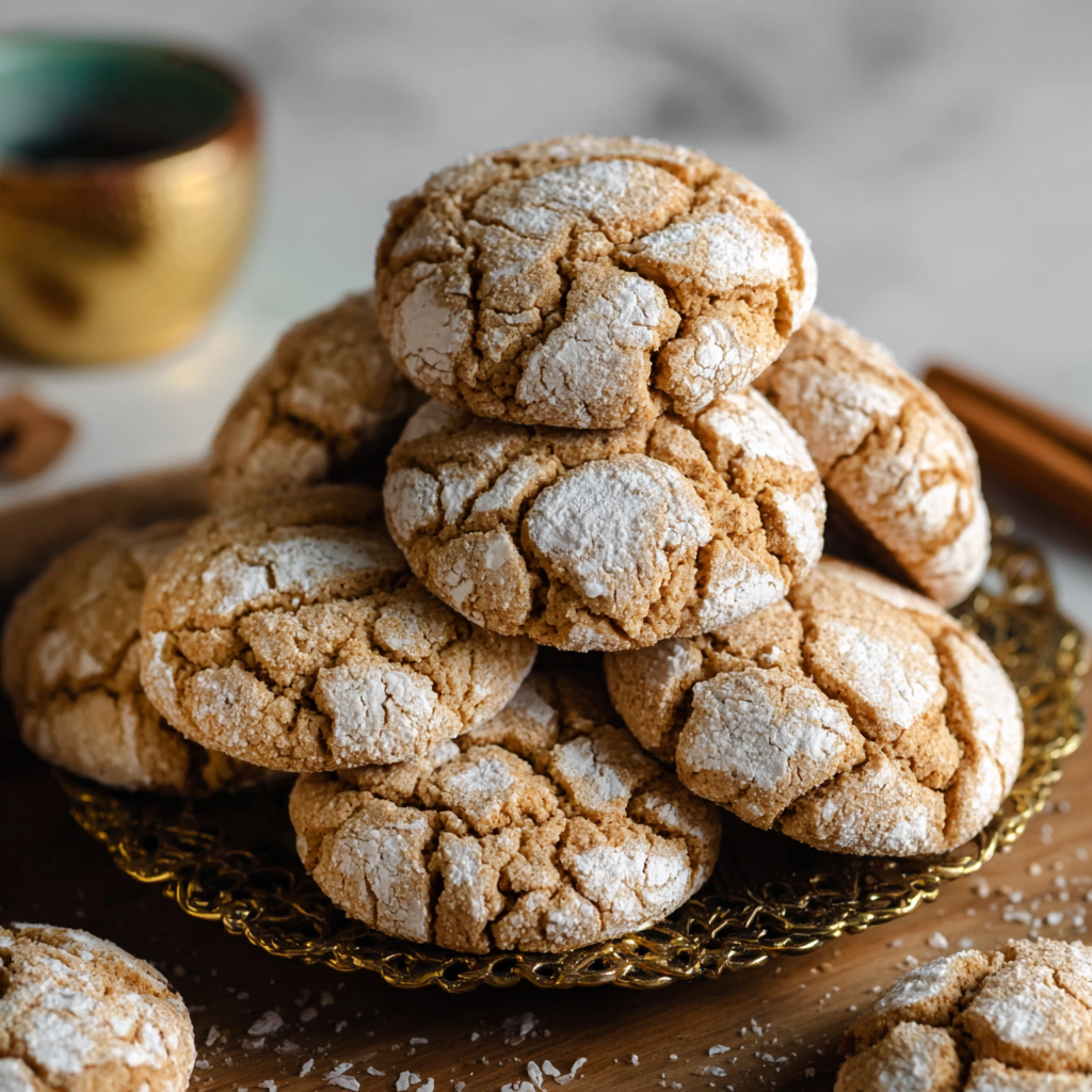 Cinnamon Coffee Crinkle Cookies on parchment