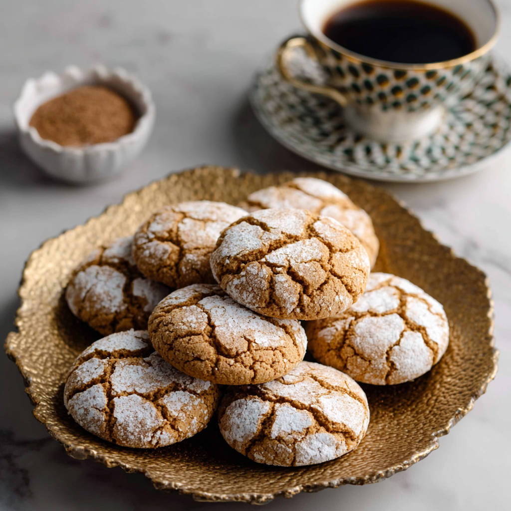 Close-up of powdered sugar crackle