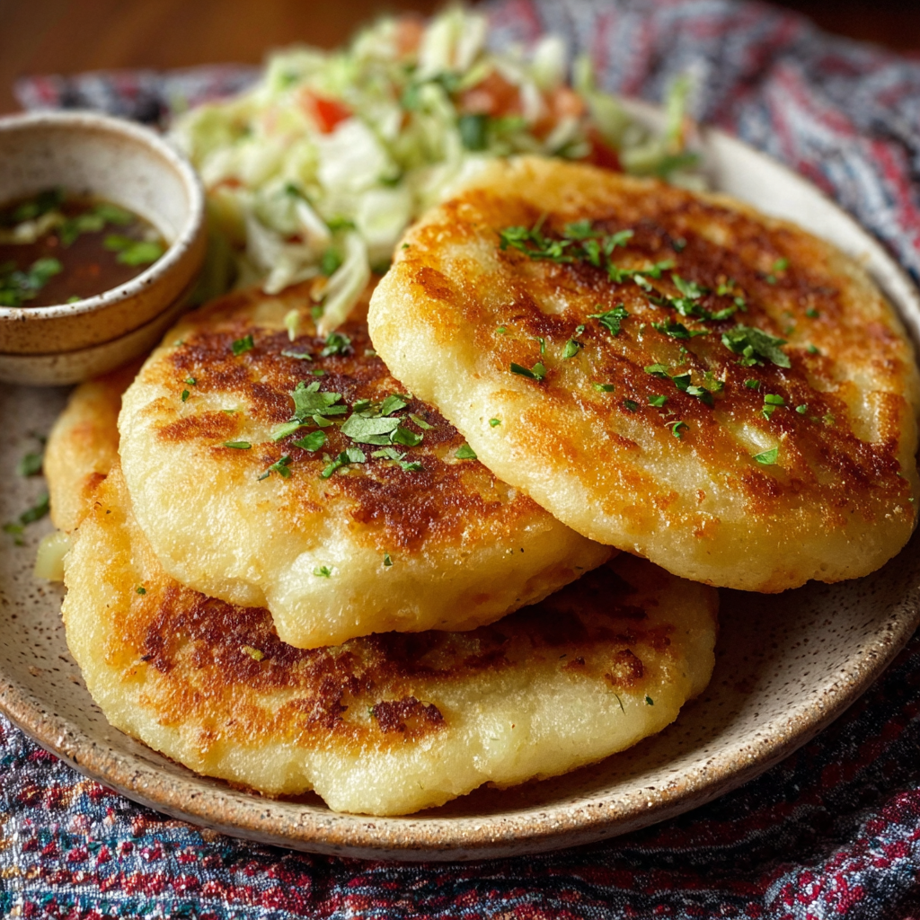 Freshly fried Maseca gorditas on a skillet