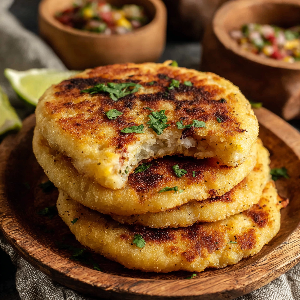 Stack of stuffed Maseca gorditas ready to serve