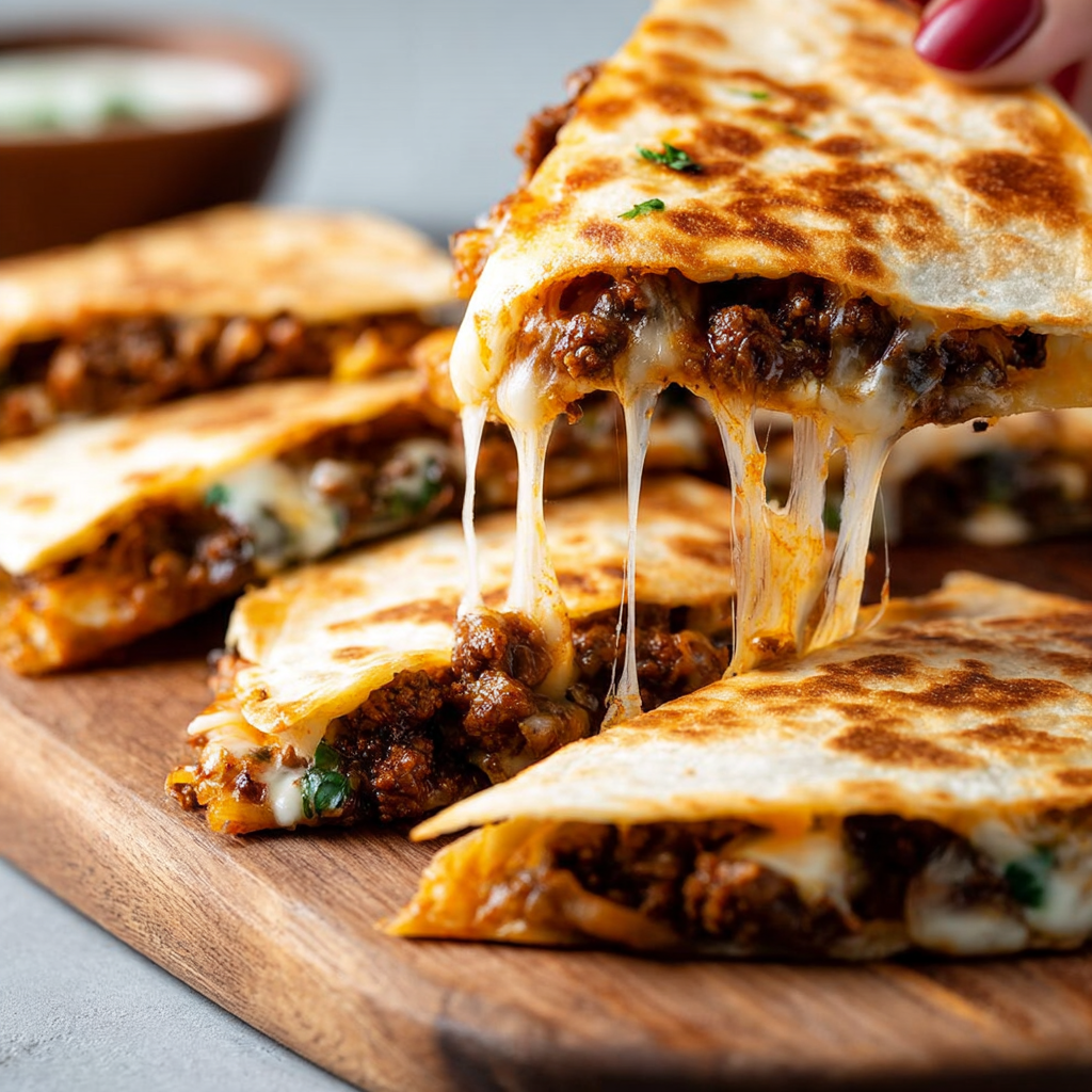 Cheesy Ground Beef Quesadillas