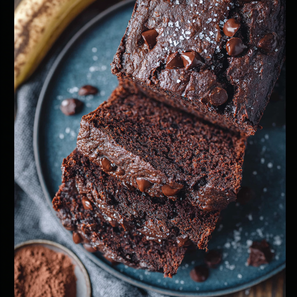 Chocolate Espresso Banana Bread in loaf pan