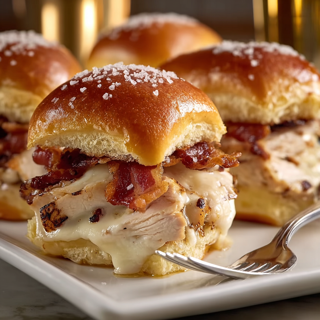 Maple chicken bacon sliders in a baking tray