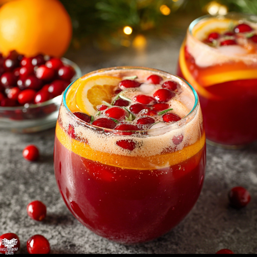 Punch bowl with orange slices and cranberries