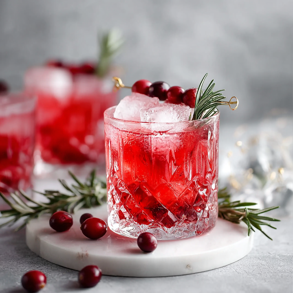 Glasses of spritzer with rosemary garnish