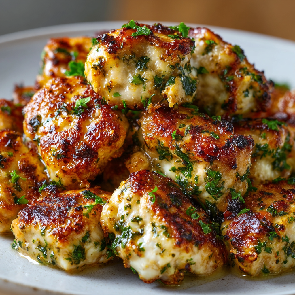 Marinated chicken cubes ready to be skewered