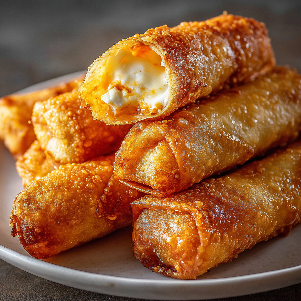 Buffalo chicken dip egg rolls served with ranch