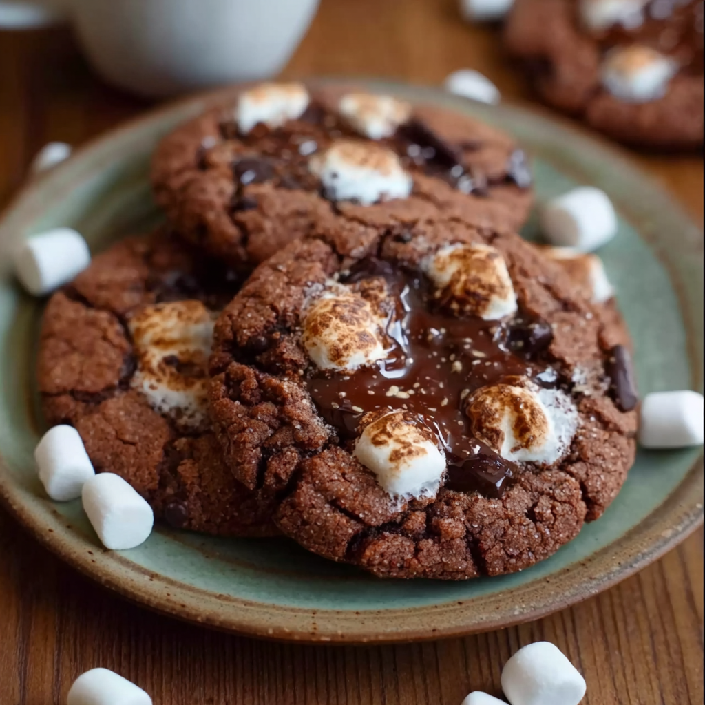 Close-up of chocolate chips melting in a freshly baked cookie