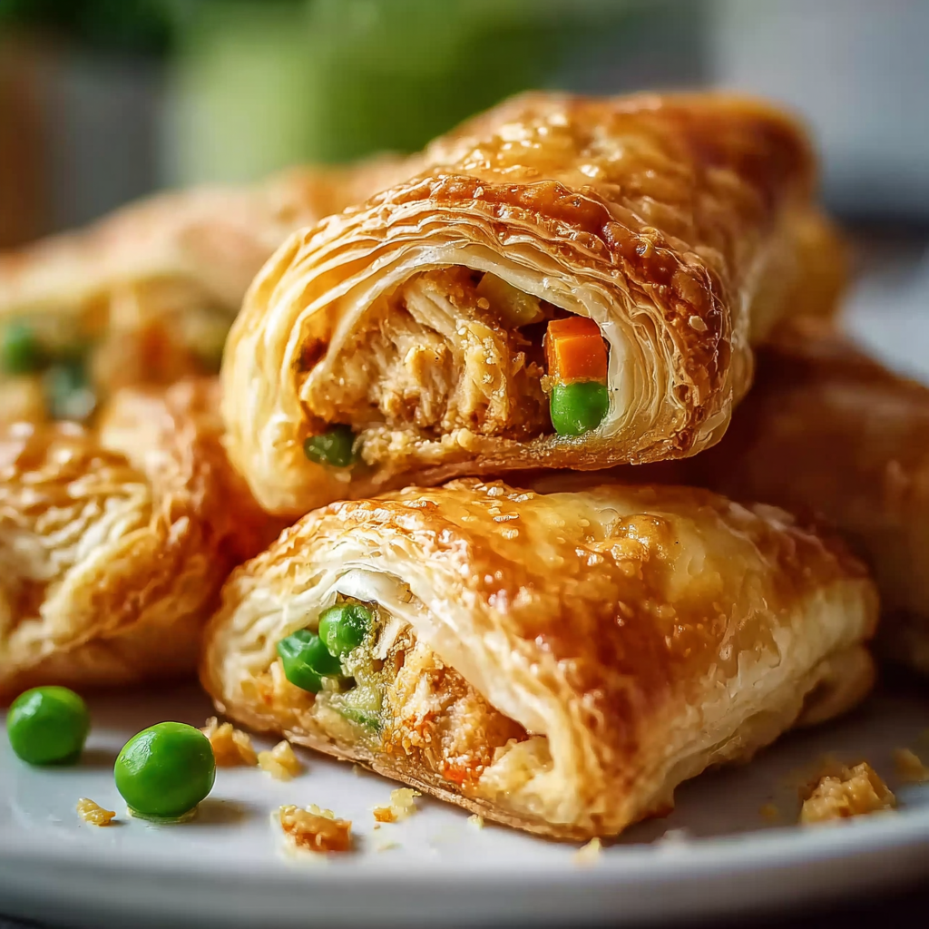 Golden baked pot pie pockets plated with salad