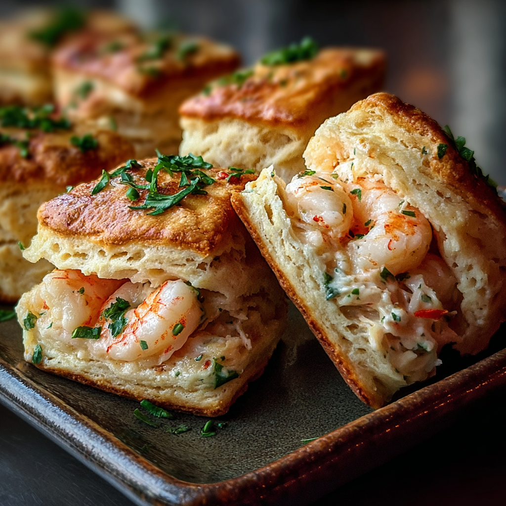 Close-up of a biscuit pocket with flaky crust