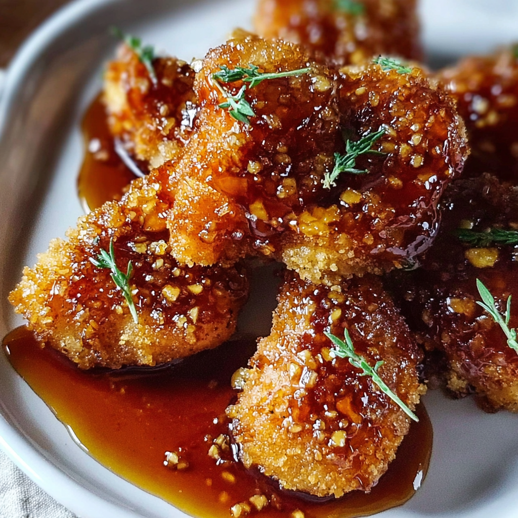 Baked Crunchy Honey Chicken on a baking sheet