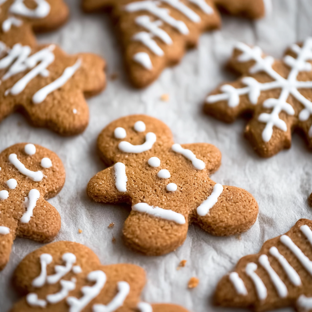 Freshly baked gingerbread cookies on rack
