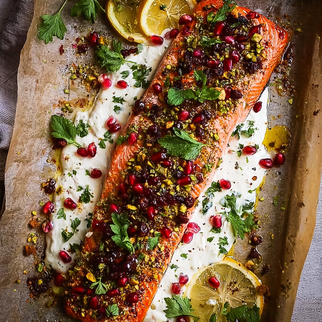 Honey butter baked salmon on baking tray
