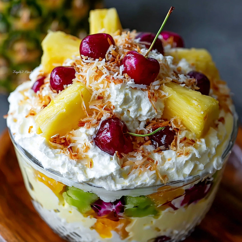 Hawaiian Cheesecake Salad in a bowl