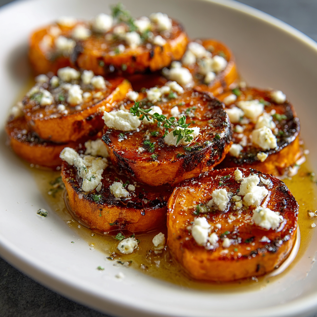Roasted sweet potato rounds on a platter