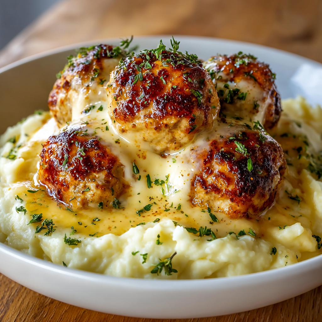 Close-up of sauced chicken bombs under the broiler