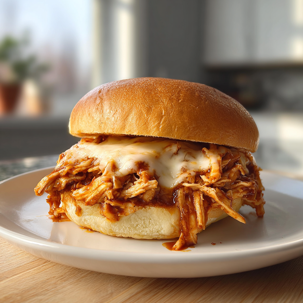 Shredded Parmesan garlic chicken in a slow cooker