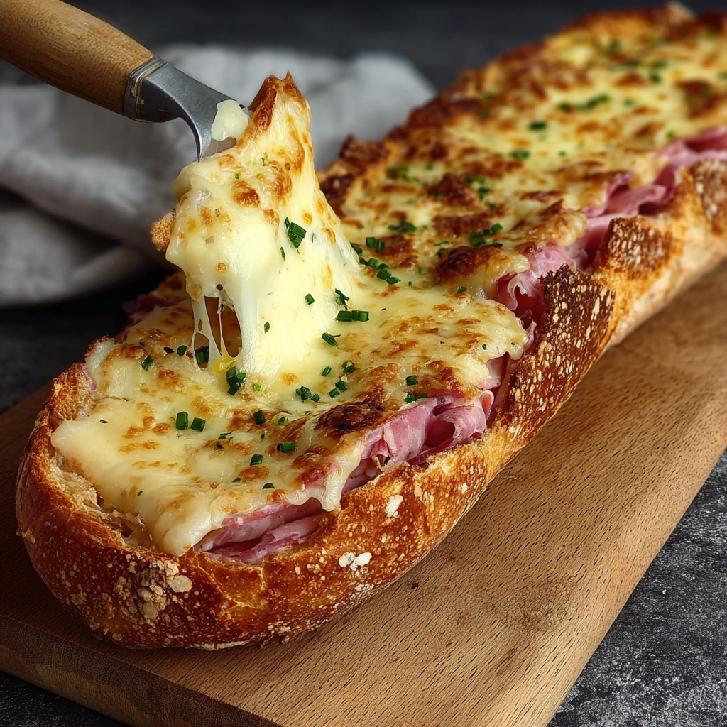 Baguette ouverte prête à être garnie