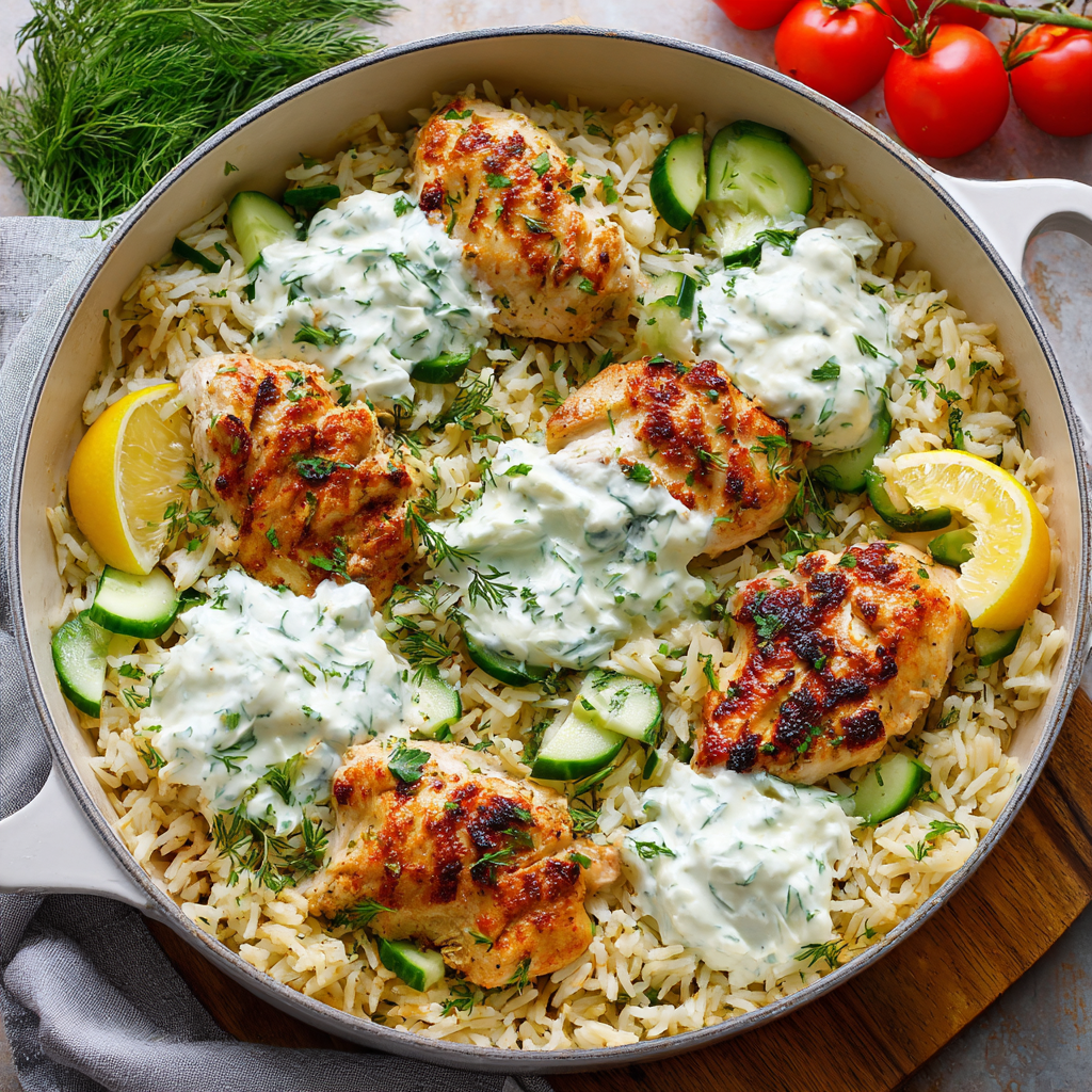 Finished chicken tzatziki casserole served