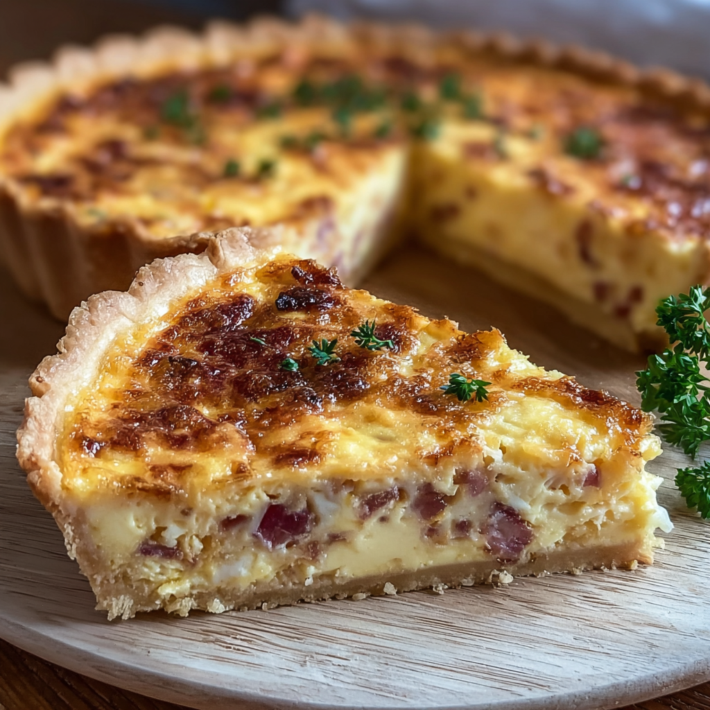 Tranche de quiche dorée