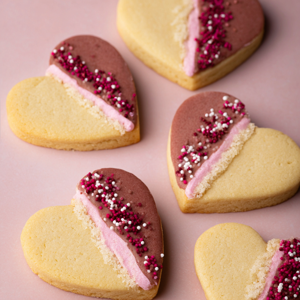 Rolled out dough and heart cutter