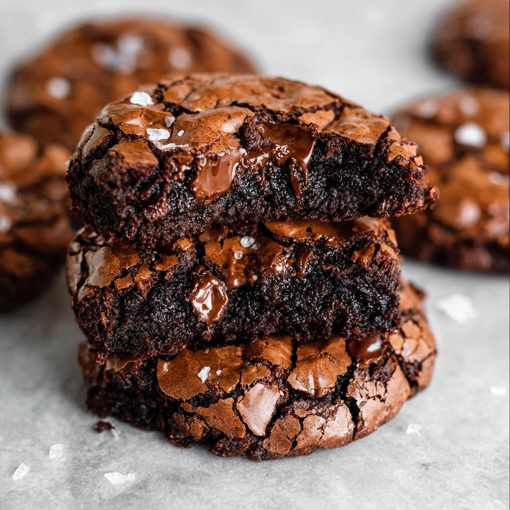 Brookies on parchment with cracked tops