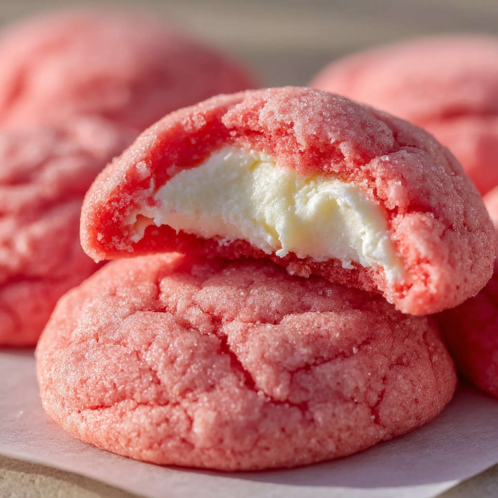Strawberry Cheesecake Cookies on parchment