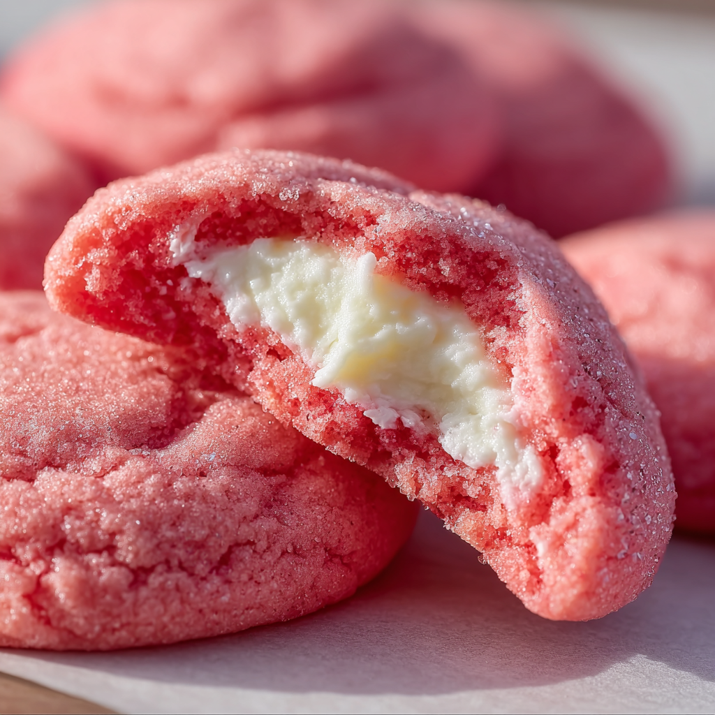 Close up of cookie cross section showing cheesecake center