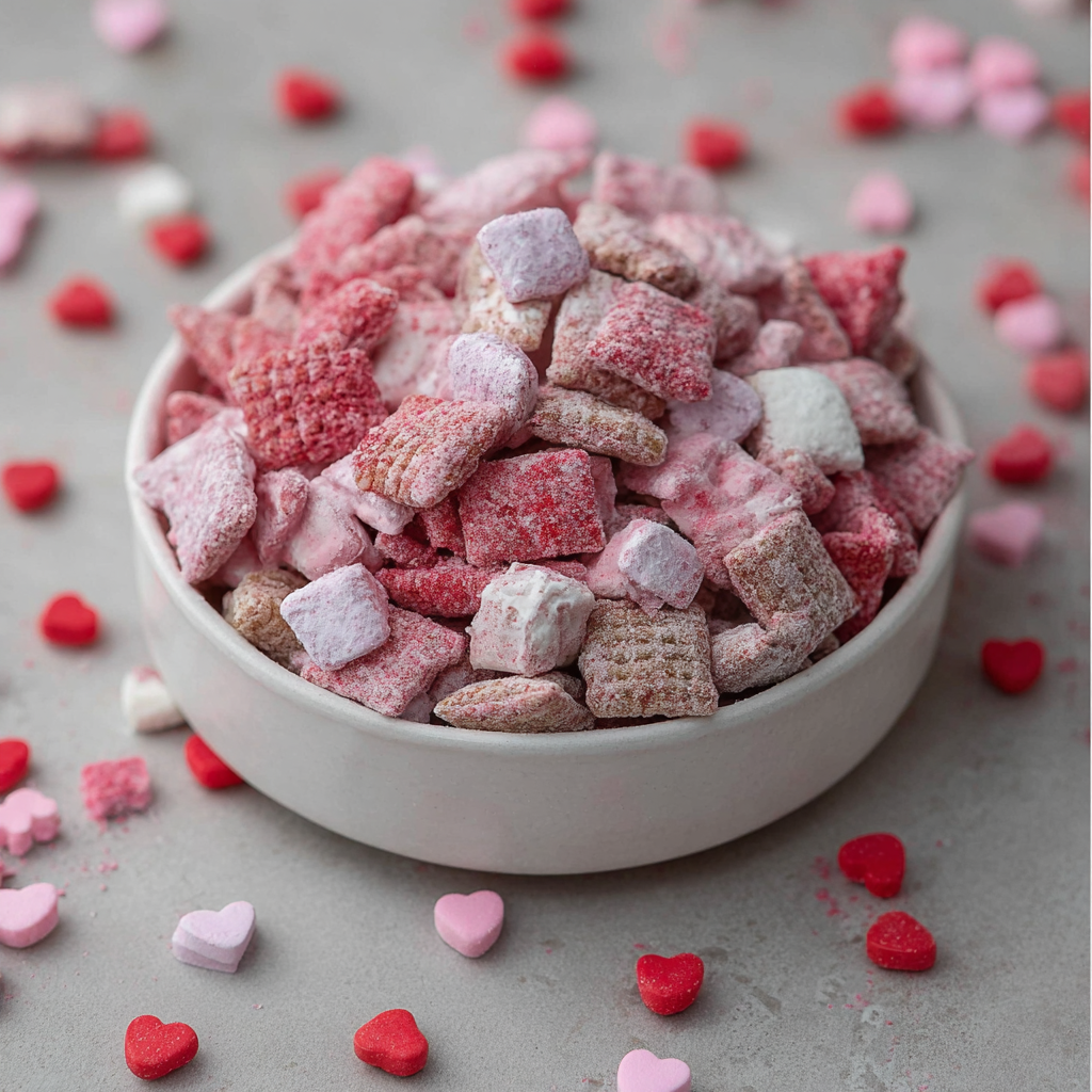 Two bowls of candy coated Chex ready to be sugared