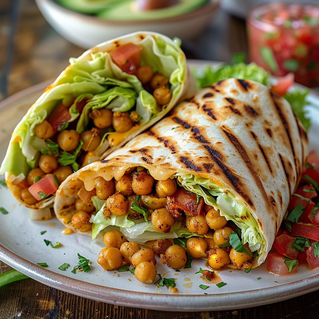Spicy chickpeas cooking in a skillet