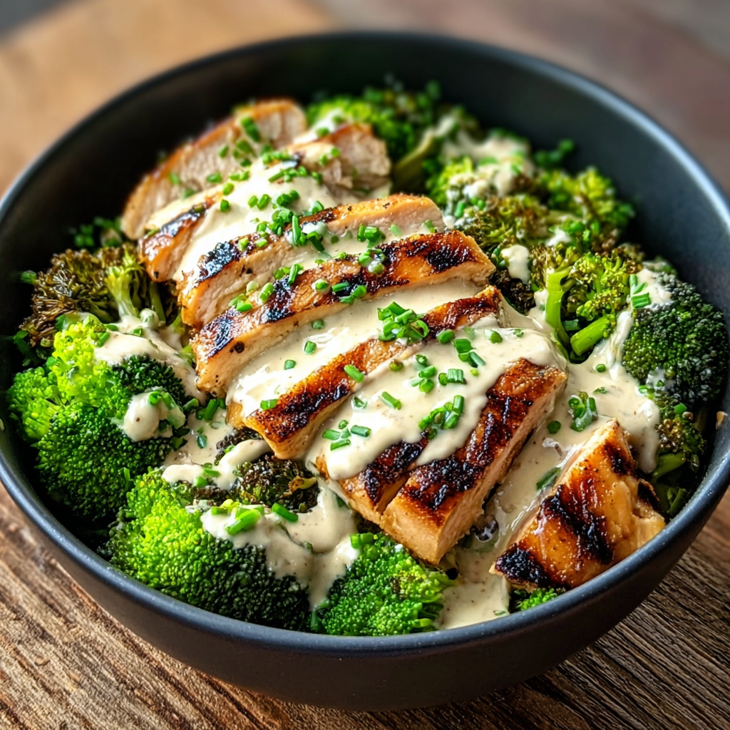 Close-up of creamy garlic sauce over chicken and rice