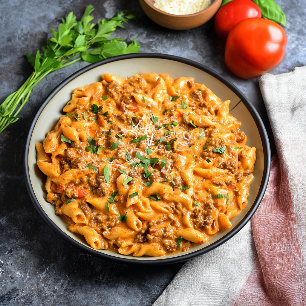 High Protein Creamy Beef Pasta