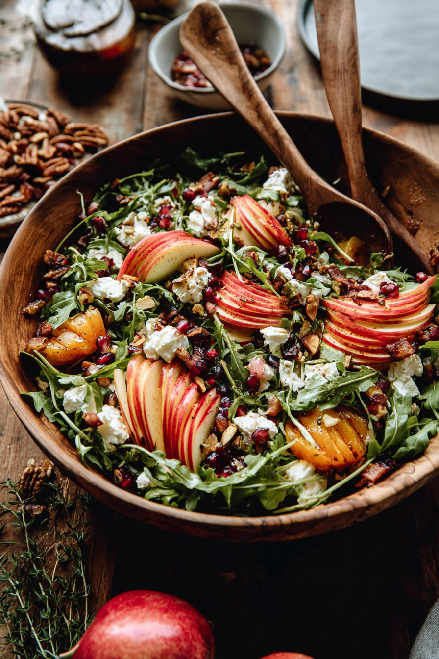 Roasted butternut squash and mixed greens in a bowl
