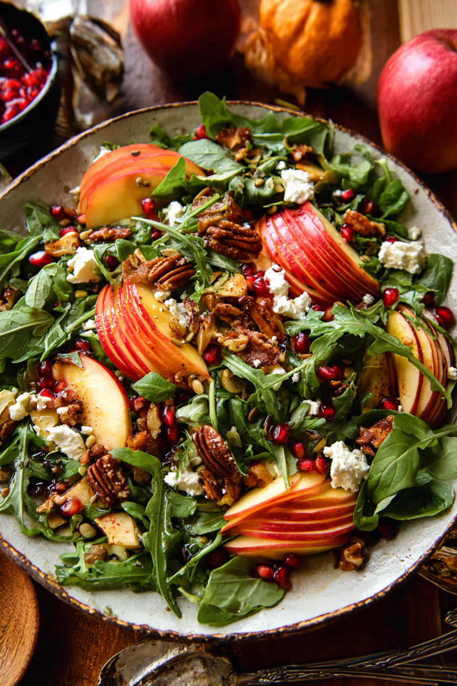 Finished Honeycrisp apple and feta salad on a table
