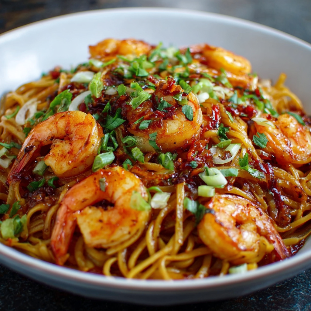Spicy Szechuan Shrimp and Noodles