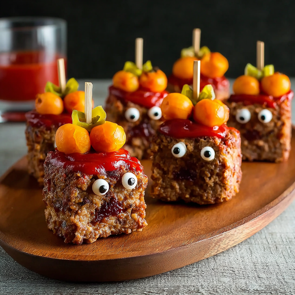 Mini Monster Meatloaf Halloween Dinner