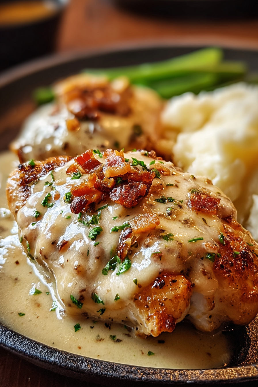 Seared chicken in creamy garlic sauce