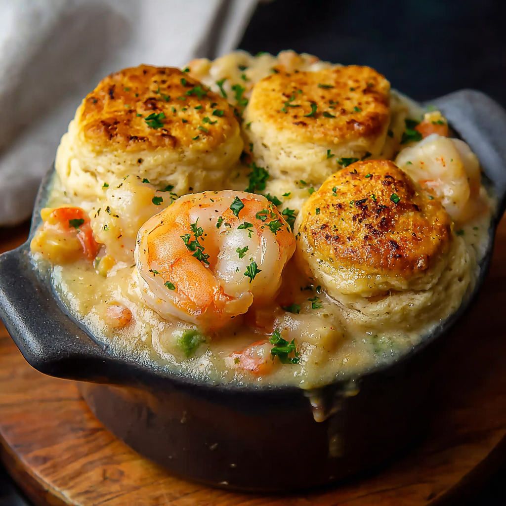Shrimp & Lobster Cheddar Bay Biscuit Pot Pie